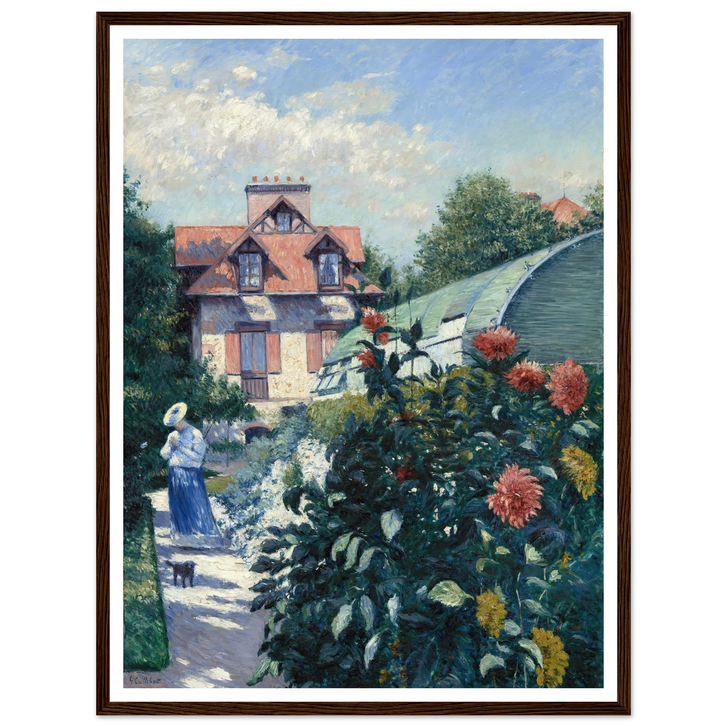 Dahlias,Garden at Petit Gennevilliers (1893) Art Print | Gustave Caillebotte - Framed Poster - 30x40 cm / 12x16″ - Black frame