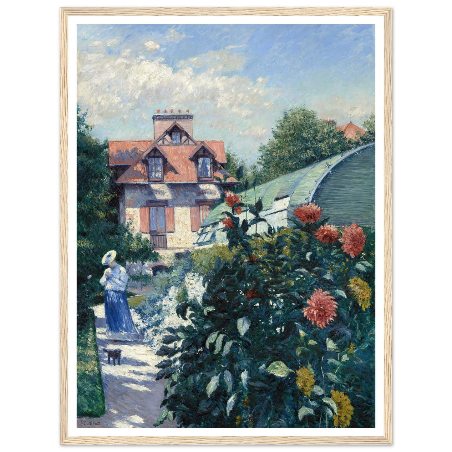 Dahlias,Garden at Petit Gennevilliers (1893) Art Print | Gustave Caillebotte - Framed Poster - 30x40 cm / 12x16″ - Black frame