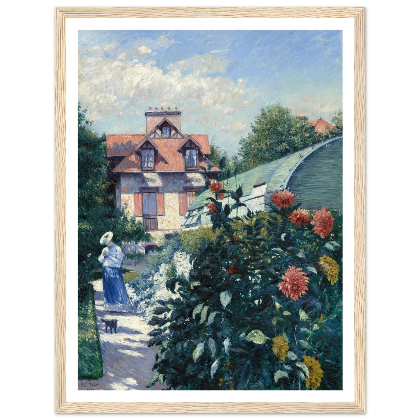 Dahlias,Garden at Petit Gennevilliers (1893) Art Print | Gustave Caillebotte - Framed Poster - 30x40 cm / 12x16″ - Black frame