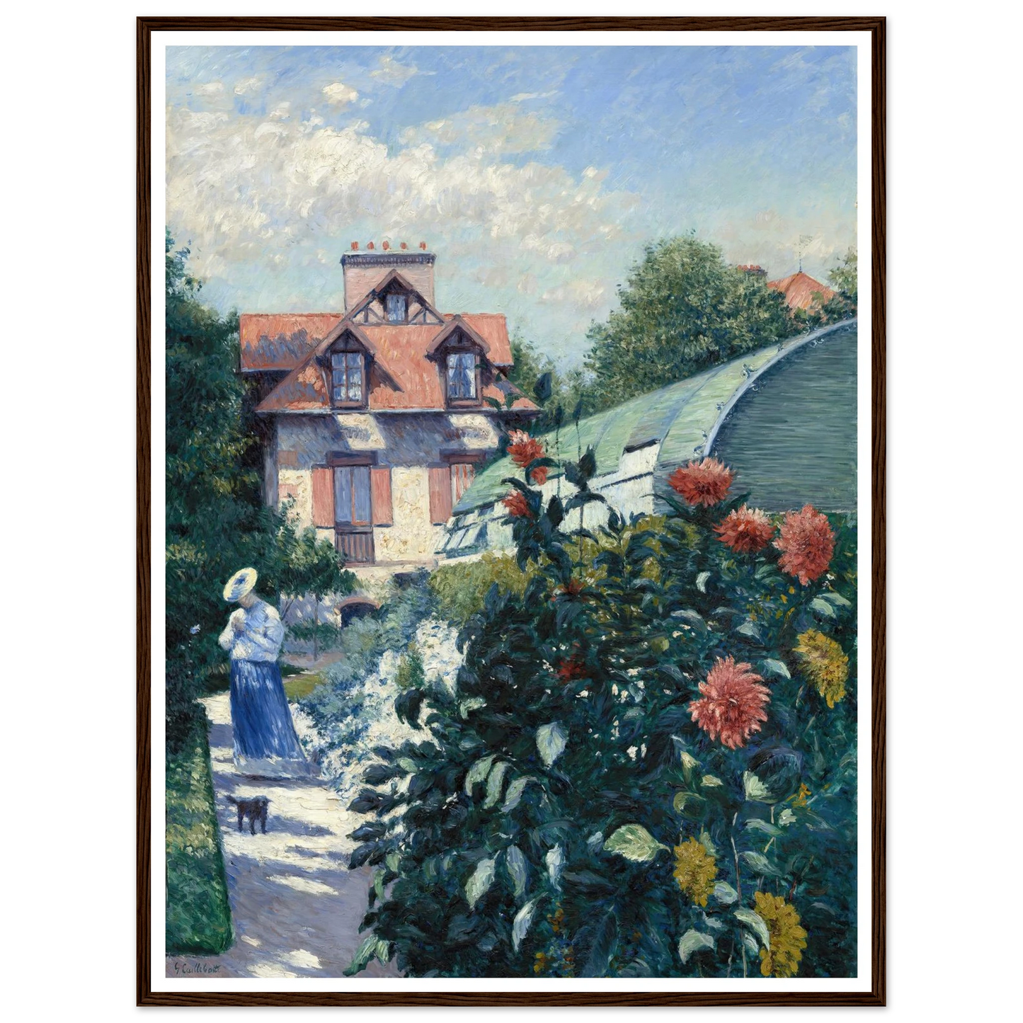 Dahlias,Garden at Petit Gennevilliers (1893) Art Print | Gustave Caillebotte - Framed Poster - 30x40 cm / 12x16″ - Black frame