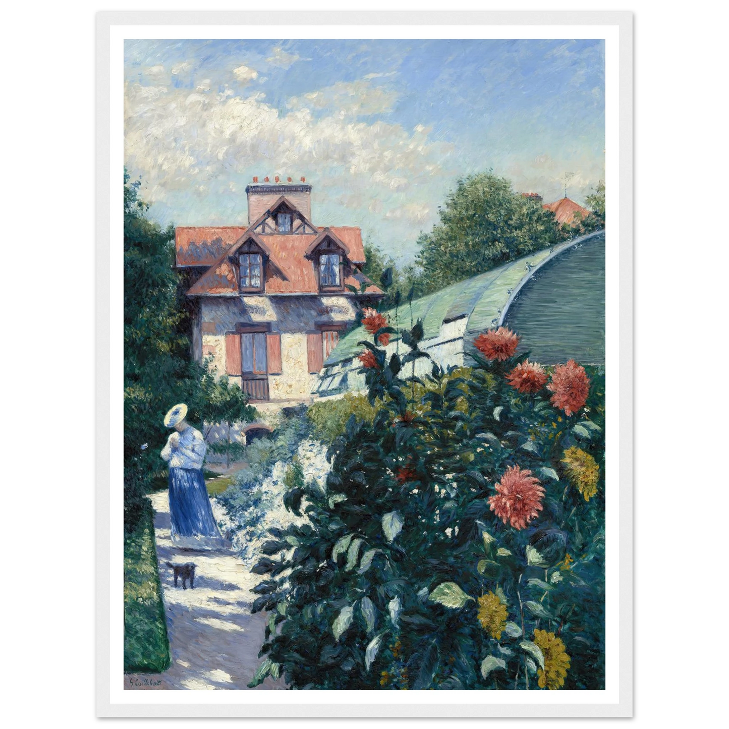 Dahlias,Garden at Petit Gennevilliers (1893) Art Print | Gustave Caillebotte - Framed Poster - 30x40 cm / 12x16″ - Black frame