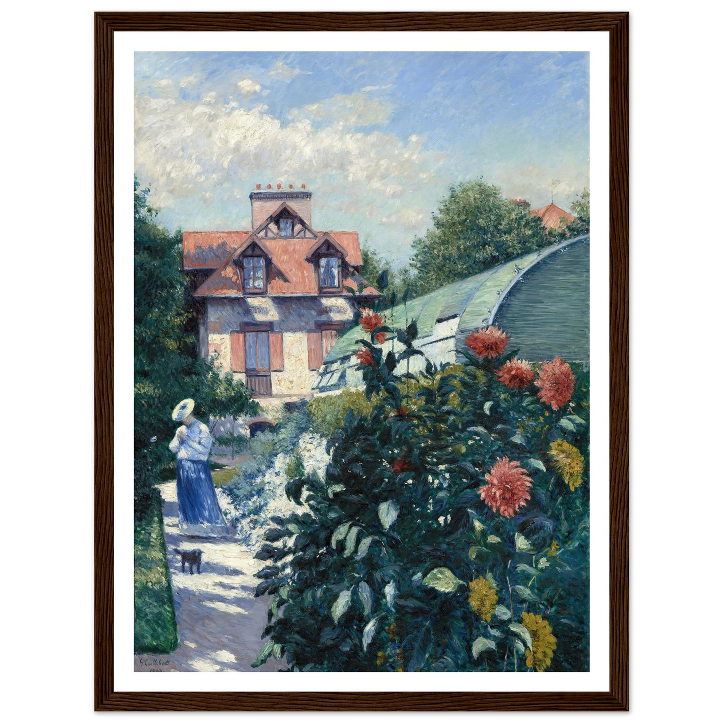 Dahlias,Garden at Petit Gennevilliers (1893) Art Print | Gustave Caillebotte - Framed Poster - 30x40 cm / 12x16″ - Black frame