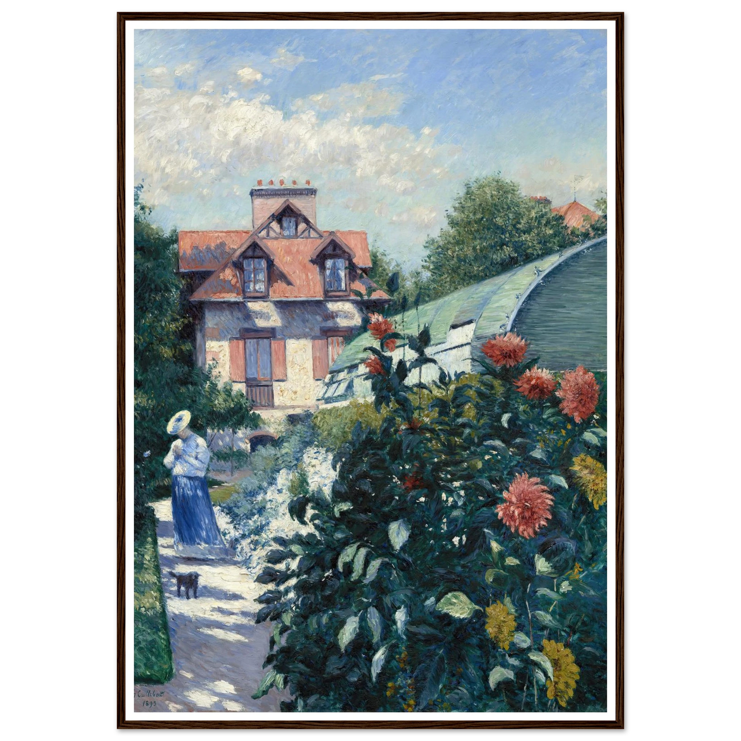 Dahlias,Garden at Petit Gennevilliers (1893) Art Print | Gustave Caillebotte - Framed Poster - 30x40 cm / 12x16″ - Black frame