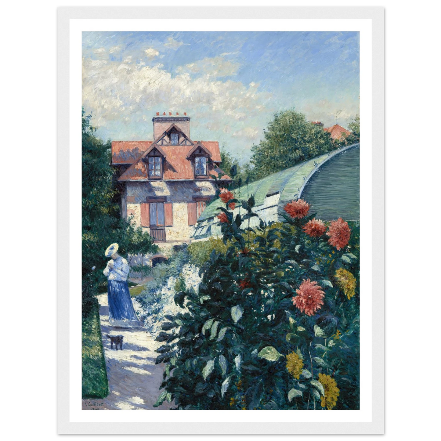 Dahlias,Garden at Petit Gennevilliers (1893) Art Print | Gustave Caillebotte - Framed Poster - 30x40 cm / 12x16″ - Black frame