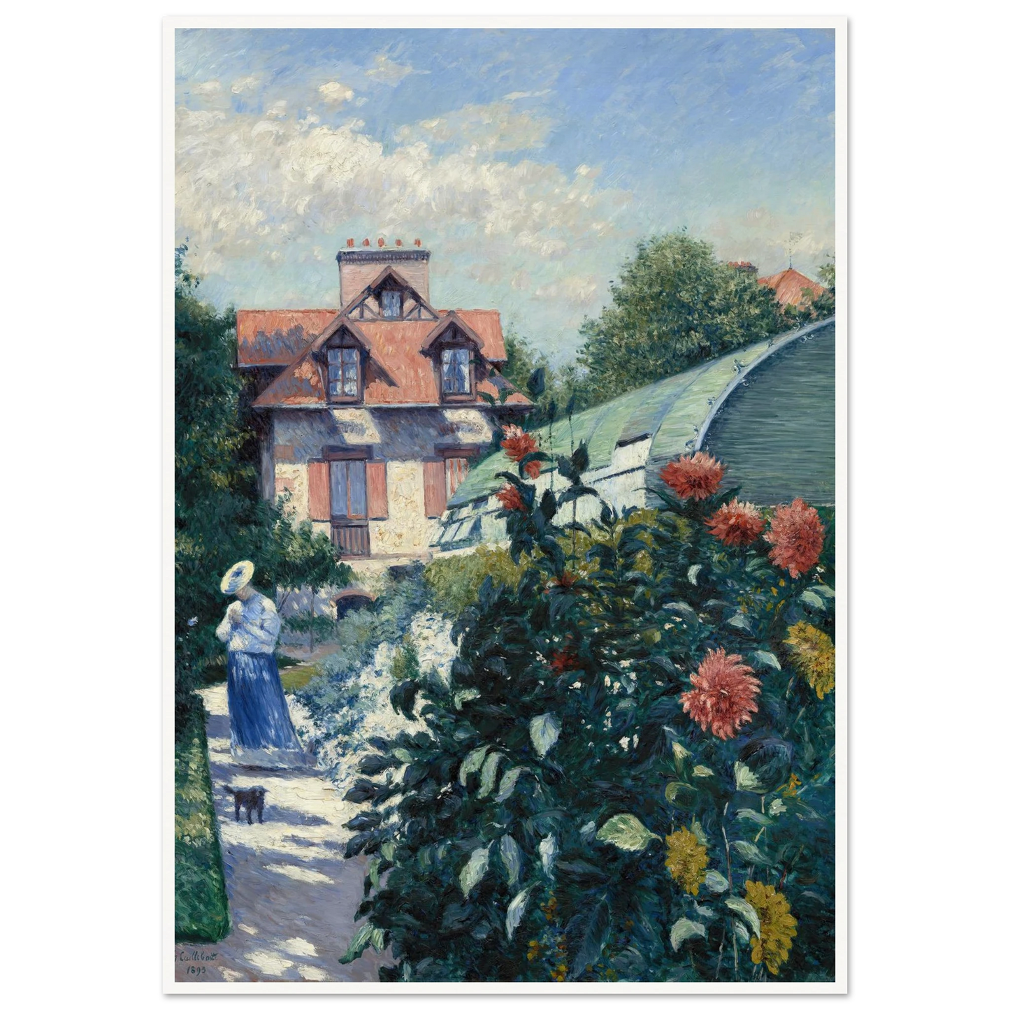 Dahlias,Garden at Petit Gennevilliers (1893) Art Print | Gustave Caillebotte - Framed Poster - 30x40 cm / 12x16″ - Black frame