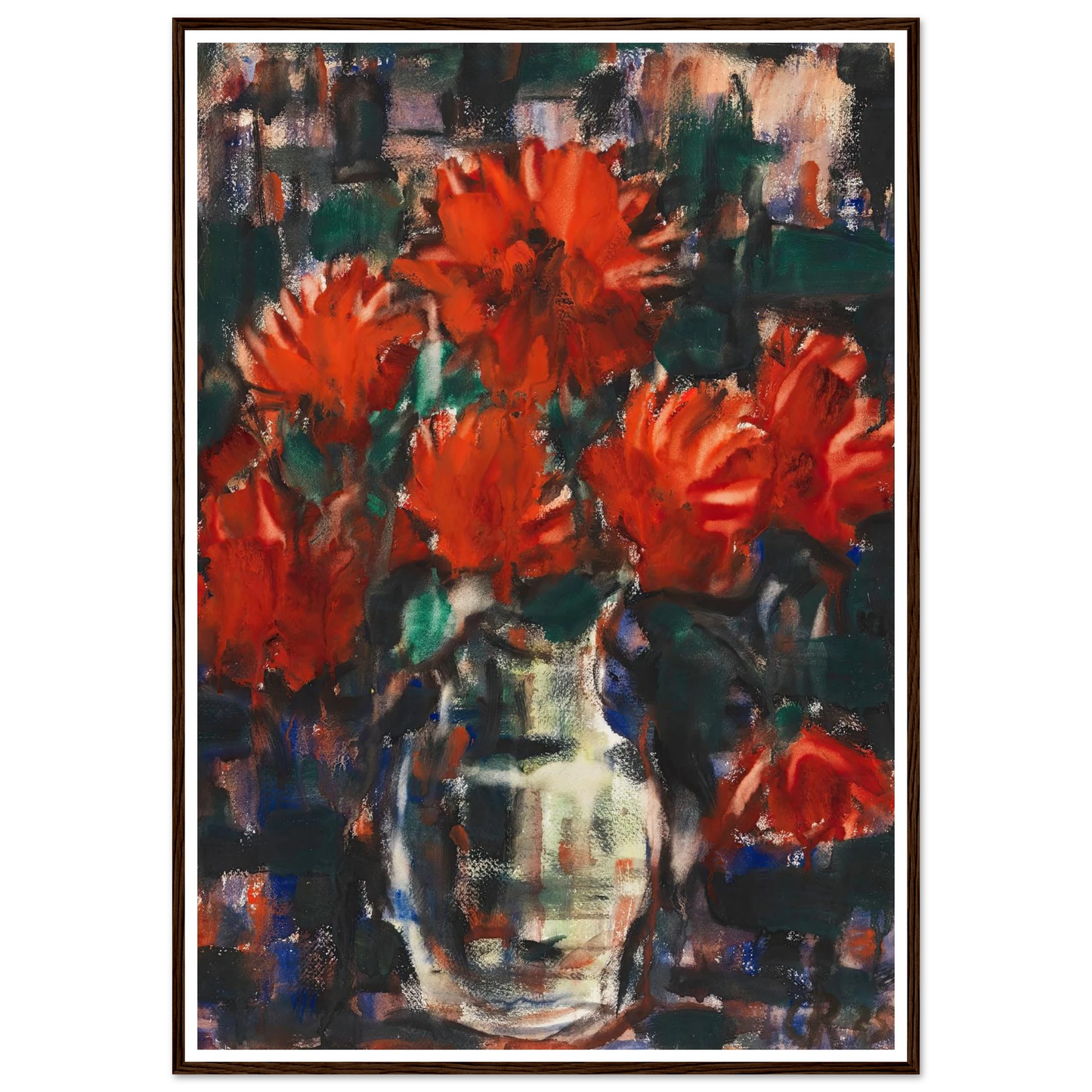 Dahlien (1925) Art Print | Christian Rohlfs - Framed Poster - 30x40 cm / 12x16″ - Black frame