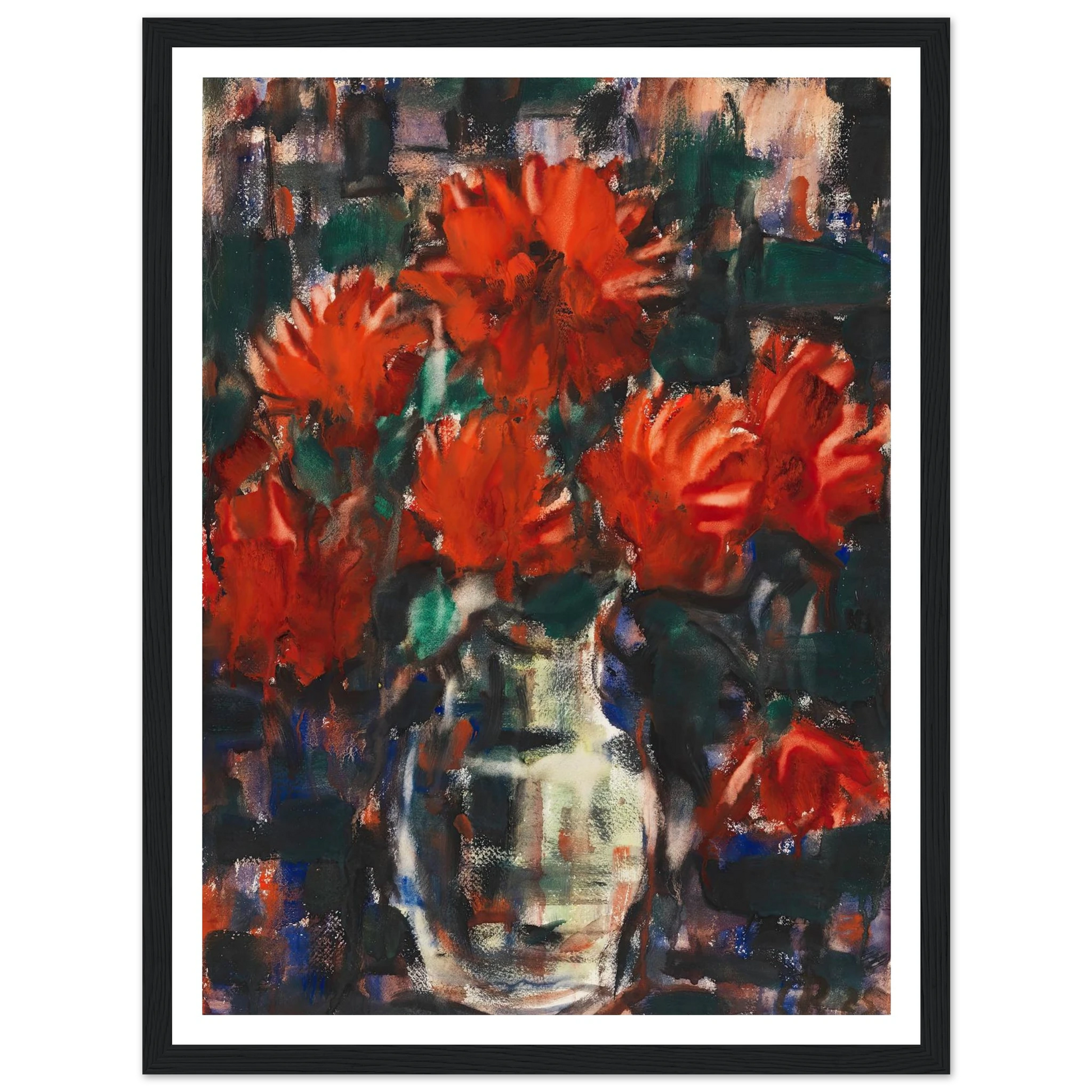 Dahlien (1925) Art Print | Christian Rohlfs - Framed Poster - 30x40 cm / 12x16″ - Black frame