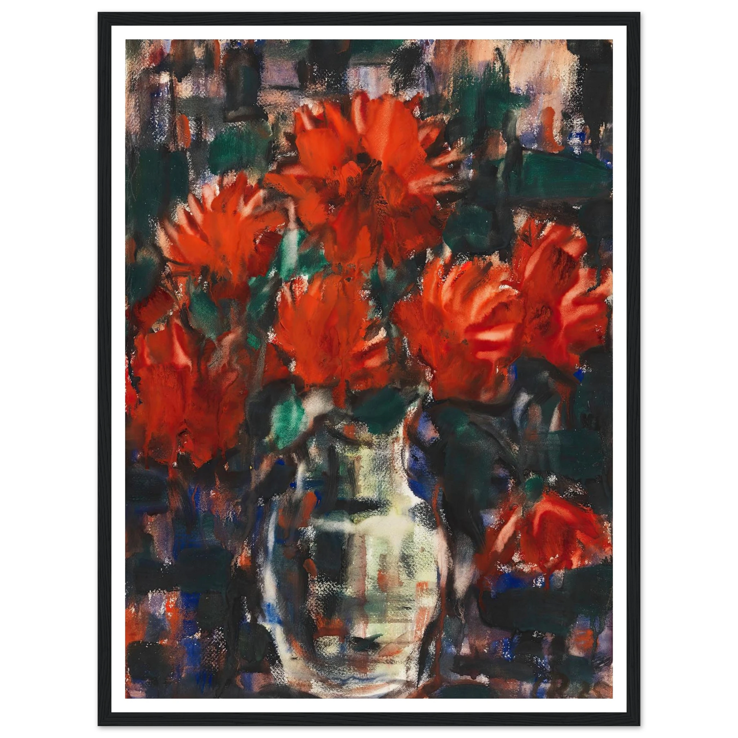 Dahlien (1925) Art Print | Christian Rohlfs - Framed Poster - 30x40 cm / 12x16″ - Black frame