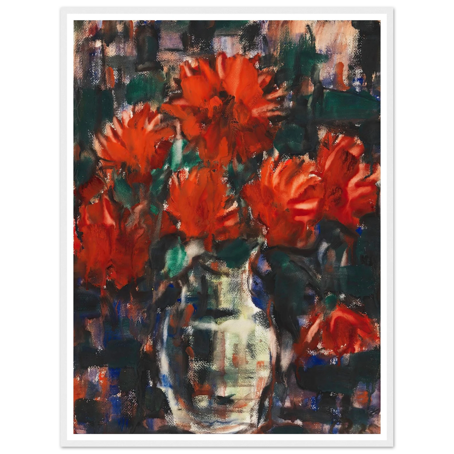 Dahlien (1925) Art Print | Christian Rohlfs - Framed Poster - 30x40 cm / 12x16″ - Black frame