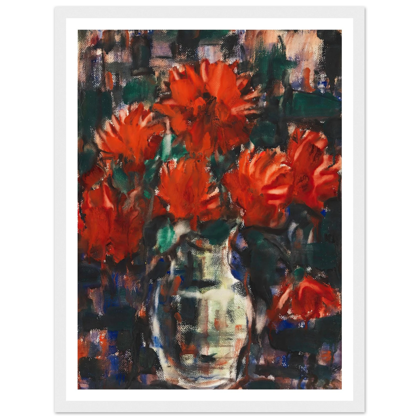 Dahlien (1925) Art Print | Christian Rohlfs - Framed Poster - 30x40 cm / 12x16″ - Black frame