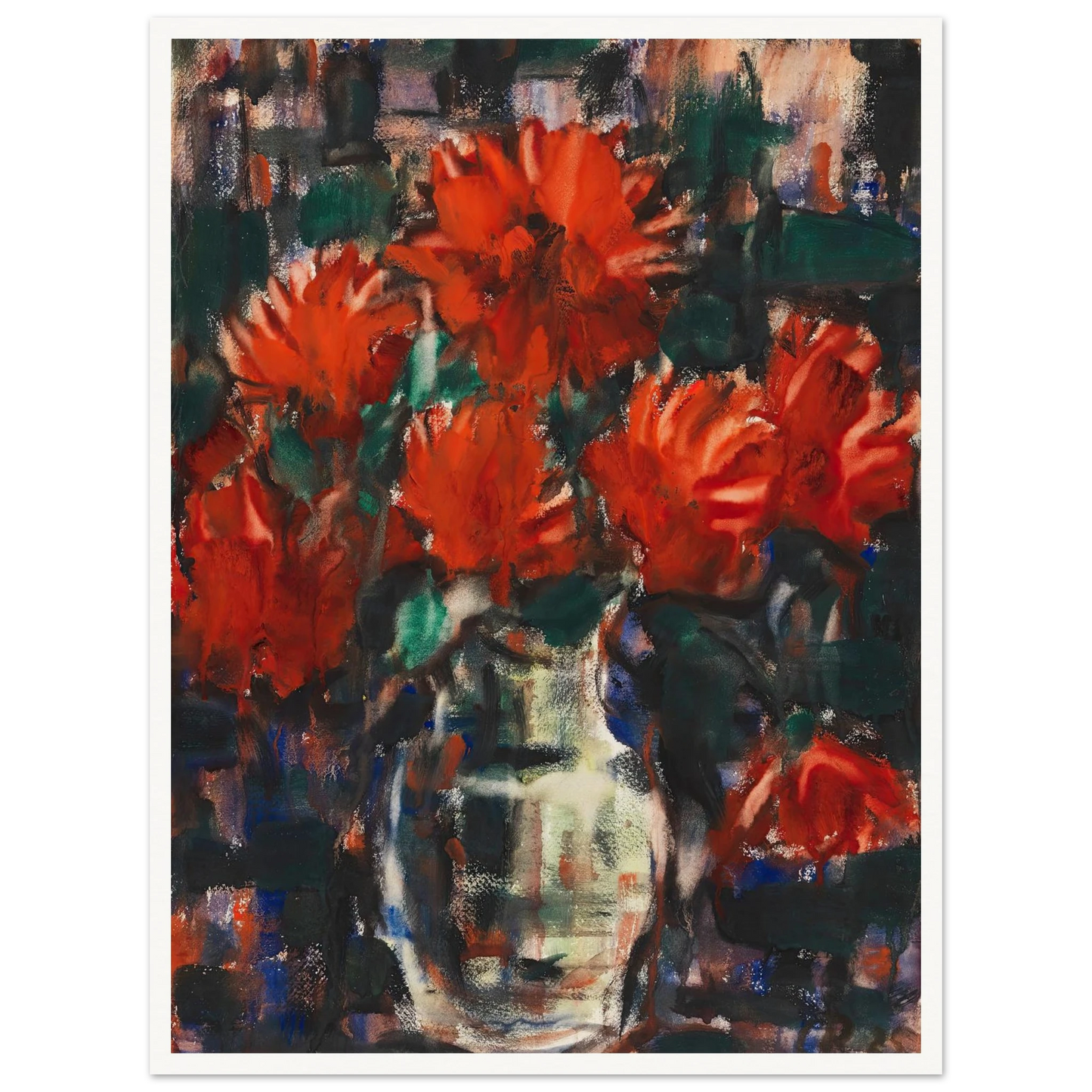 Dahlien (1925) Art Print | Christian Rohlfs - Framed Poster - 30x40 cm / 12x16″ - Black frame