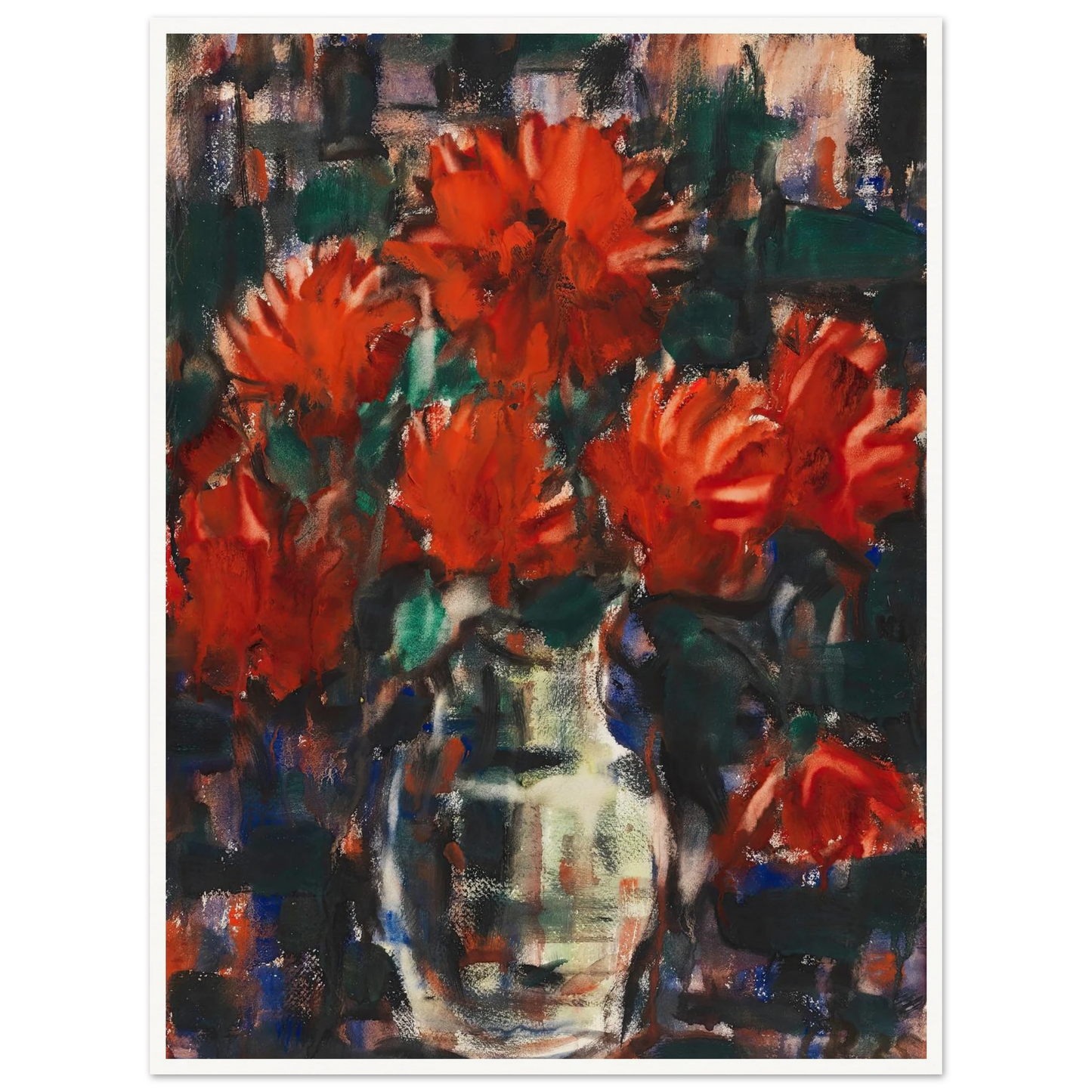 Dahlien (1925) Art Print | Christian Rohlfs - Framed Poster - 30x40 cm / 12x16″ - Black frame