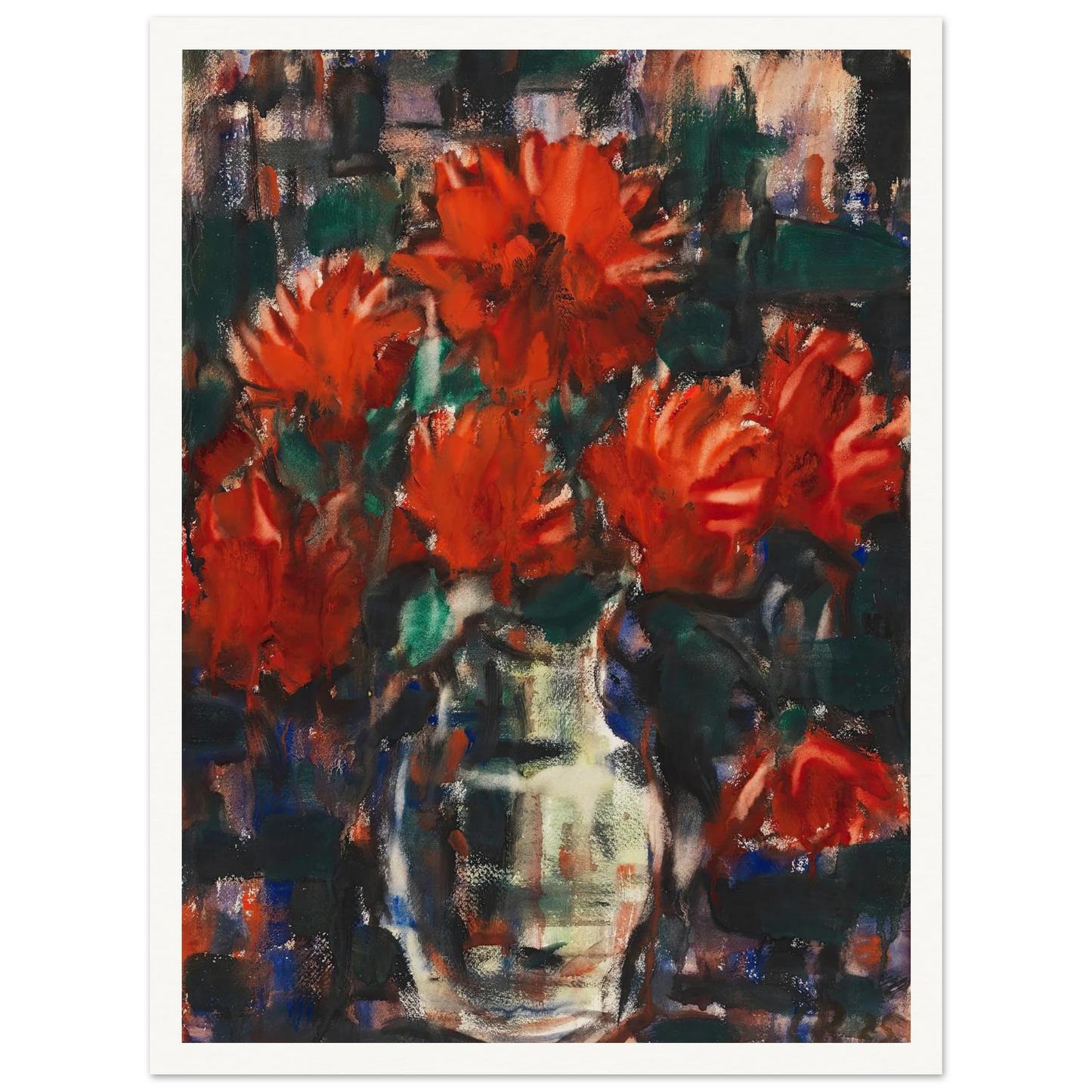 Dahlien (1925) Art Print | Christian Rohlfs - Framed Poster - 30x40 cm / 12x16″ - Black frame