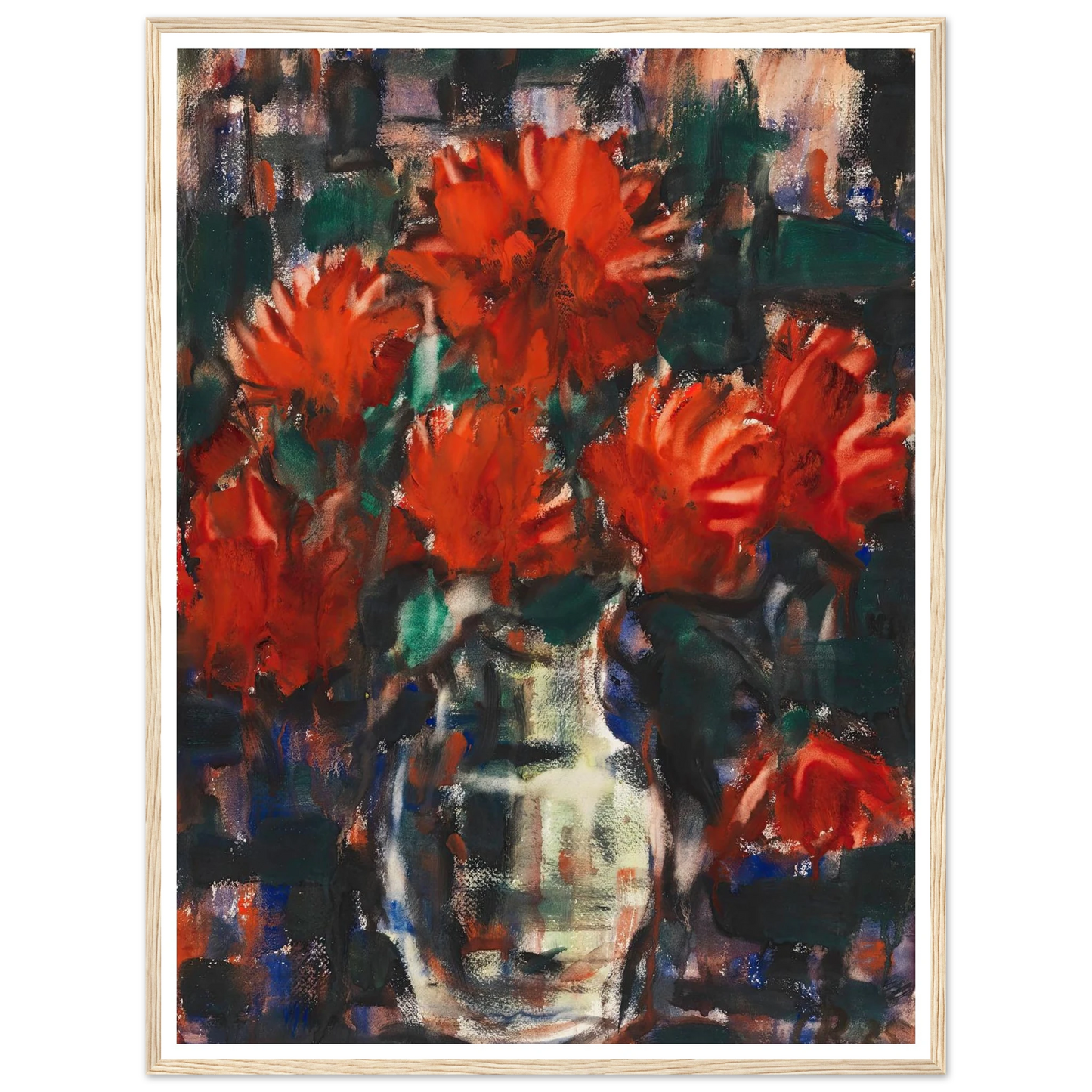 Dahlien (1925) Art Print | Christian Rohlfs - Framed Poster - 30x40 cm / 12x16″ - Black frame