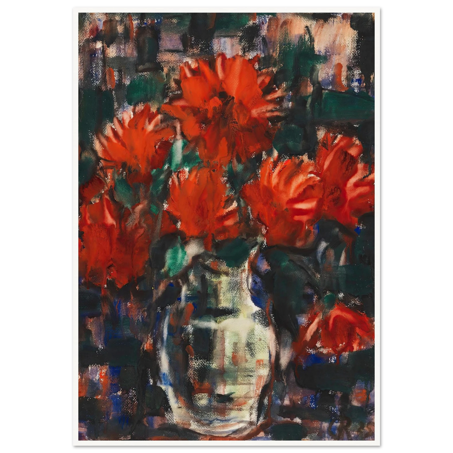 Dahlien (1925) Art Print | Christian Rohlfs - Framed Poster - 30x40 cm / 12x16″ - Black frame