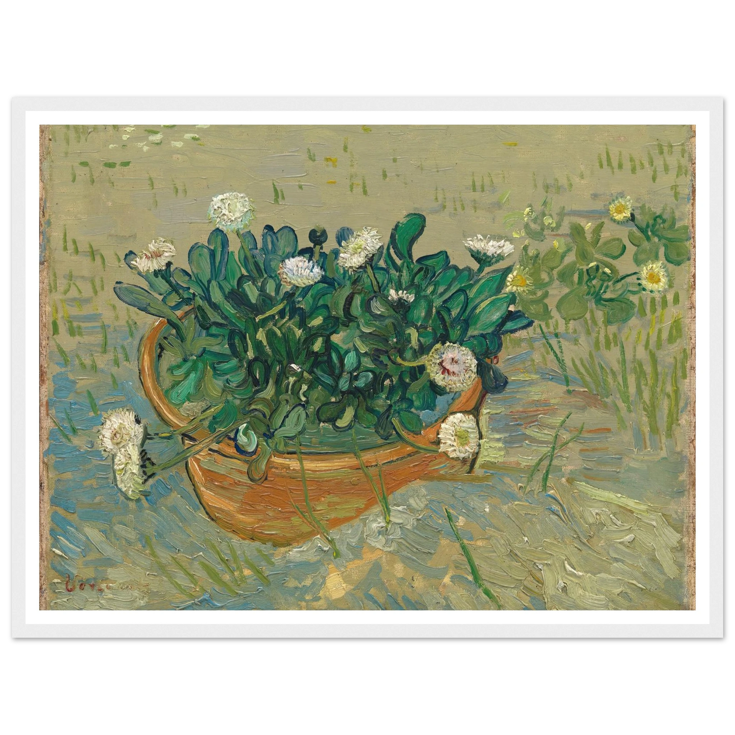 Daisies, Arles (1888) Art Print | Vincent van Gogh - Framed Poster - 30x40 cm / 12x16″ - Black frame