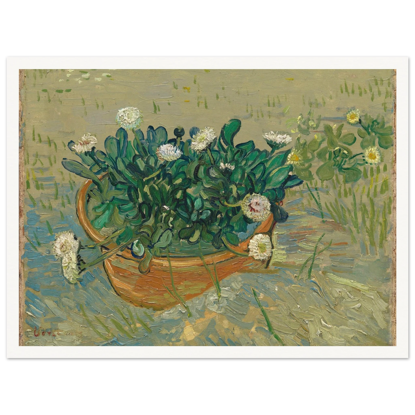 Daisies, Arles (1888) Art Print | Vincent van Gogh - Framed Poster - 30x40 cm / 12x16″ - Black frame