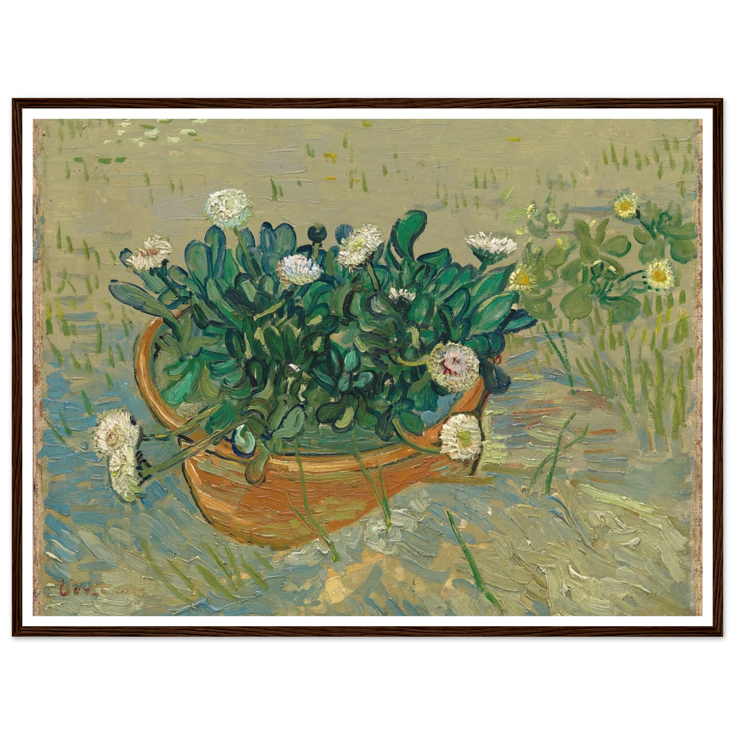 Daisies, Arles (1888) Art Print | Vincent van Gogh - Framed Poster - 30x40 cm / 12x16″ - Black frame