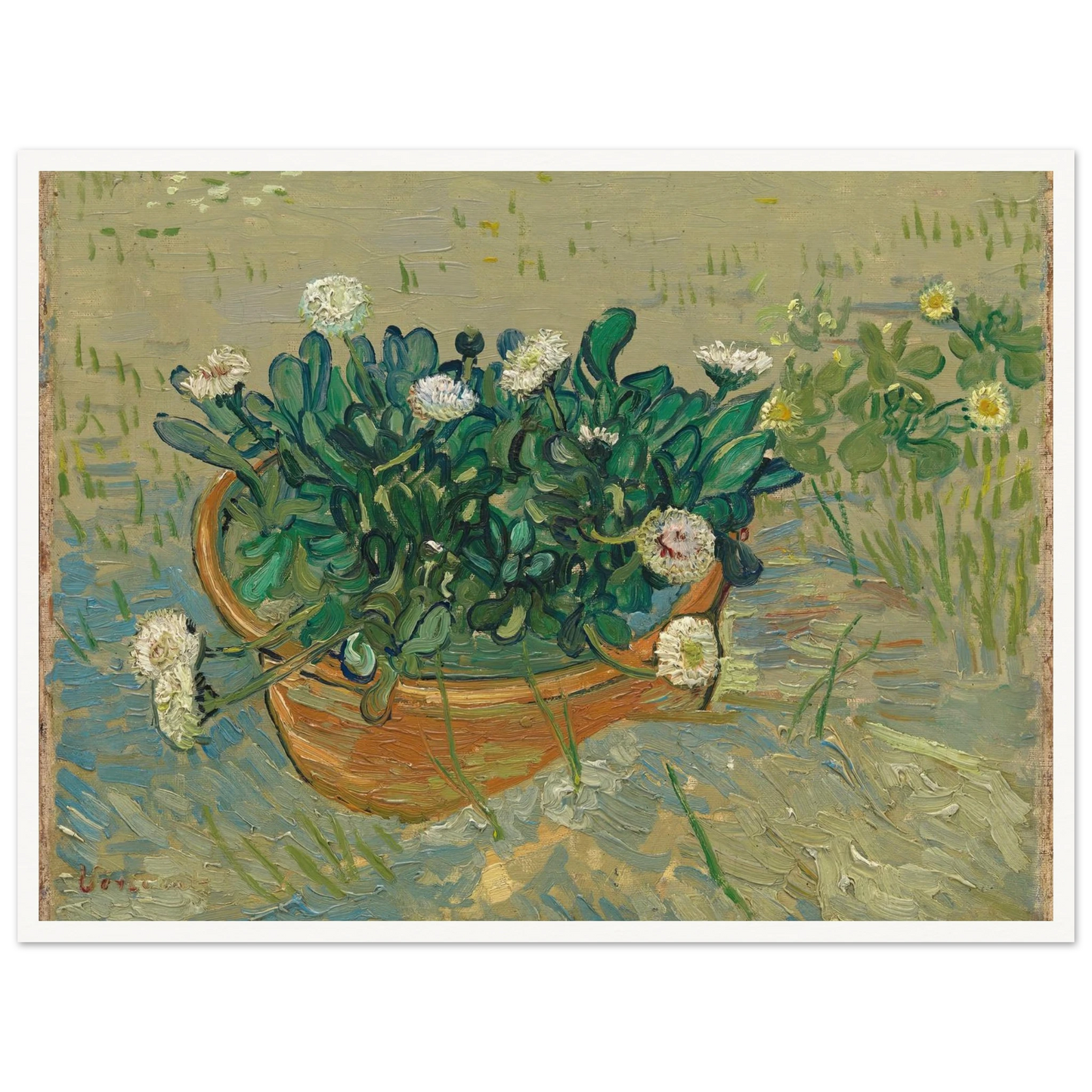 Daisies, Arles (1888) Art Print | Vincent van Gogh - Framed Poster - 30x40 cm / 12x16″ - Black frame