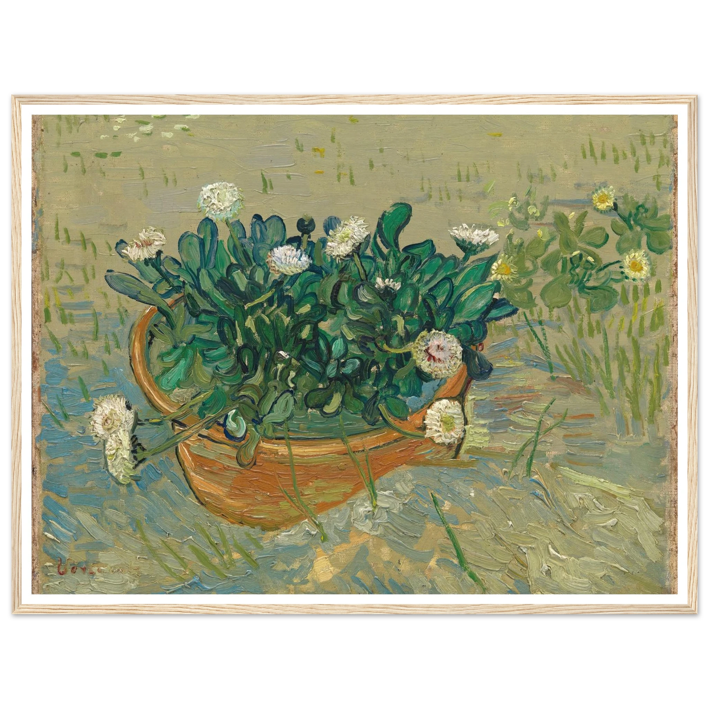 Daisies, Arles (1888) Art Print | Vincent van Gogh - Framed Poster - 30x40 cm / 12x16″ - Black frame