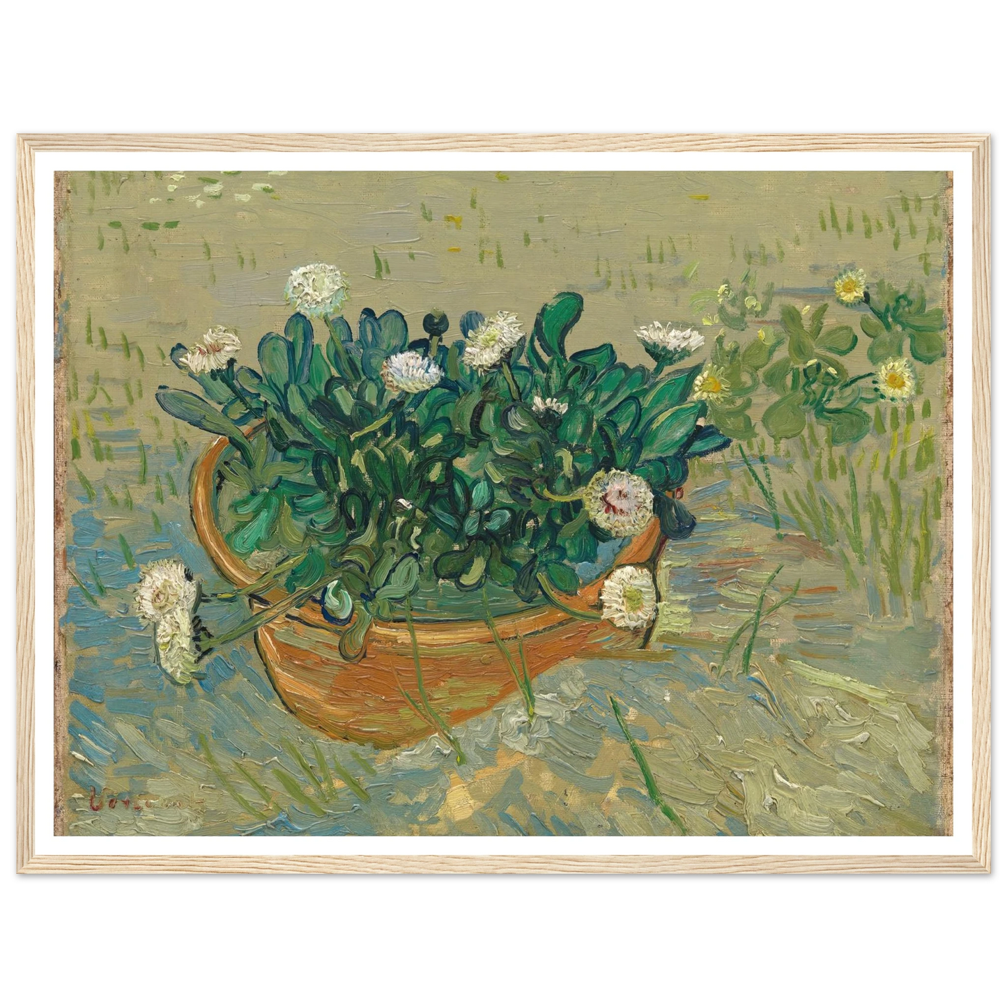 Daisies, Arles (1888) Art Print | Vincent van Gogh - Framed Poster - 30x40 cm / 12x16″ - Black frame