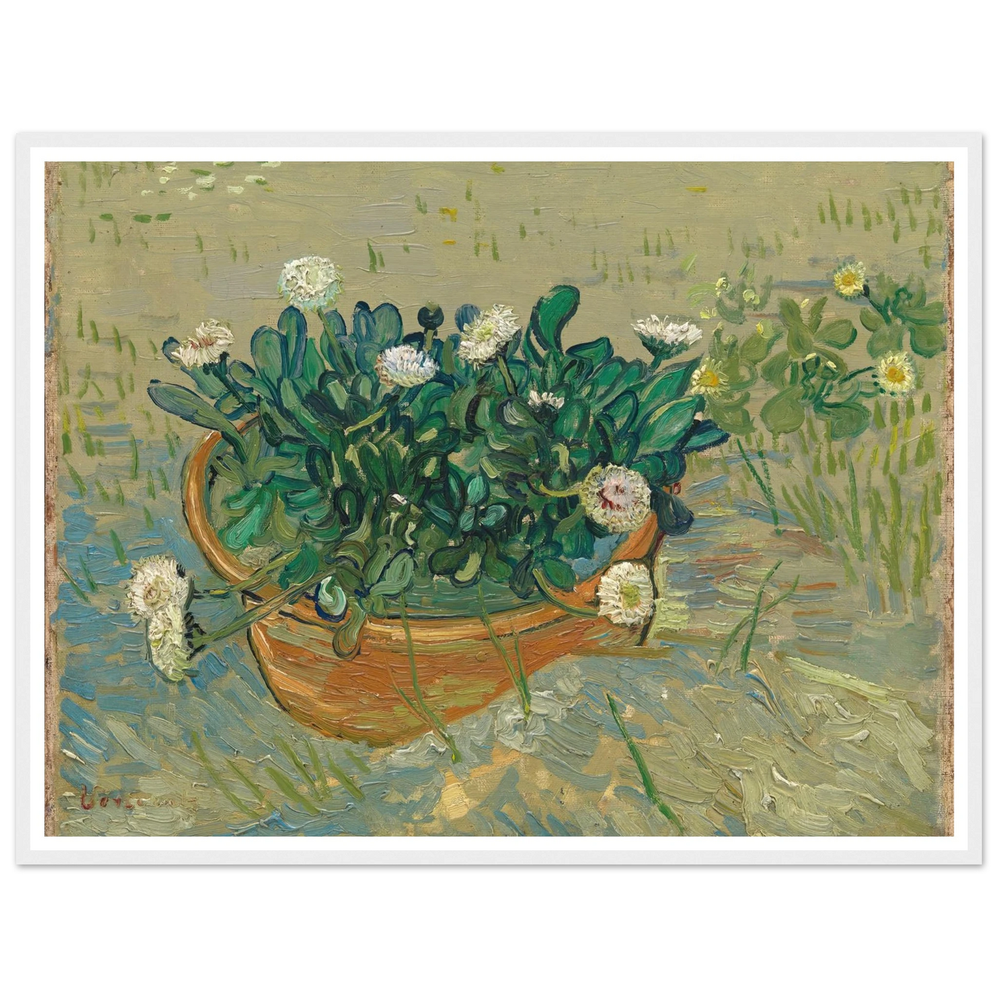 Daisies, Arles (1888) Art Print | Vincent van Gogh - Framed Poster - 30x40 cm / 12x16″ - Black frame