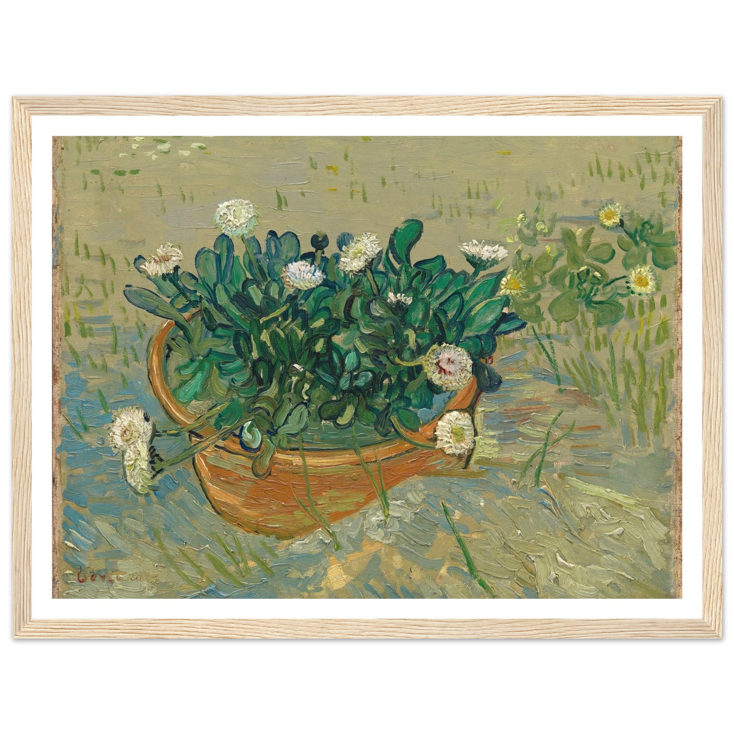 Daisies, Arles (1888) Art Print | Vincent van Gogh - Framed Poster - 30x40 cm / 12x16″ - Black frame
