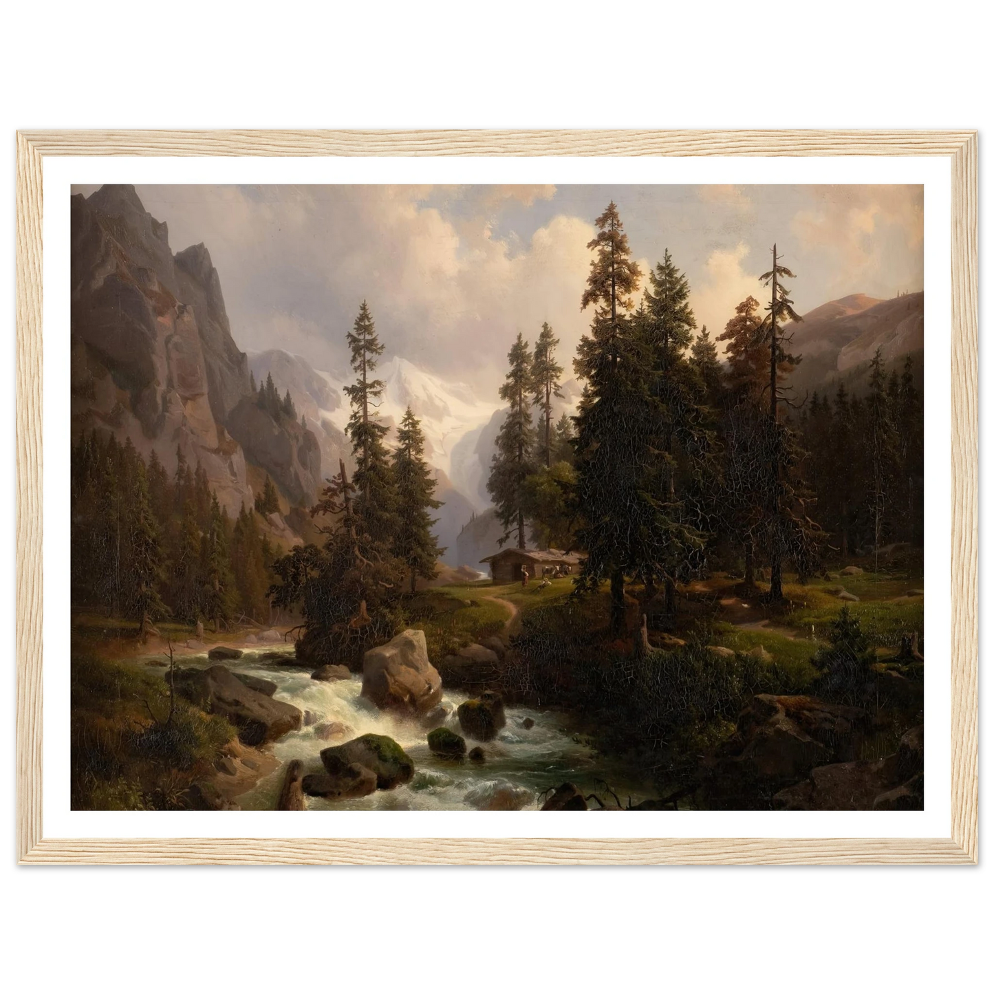 Dale in the High Alps at Gastein (1850) Art Print | August Behrendsen - Framed Poster - 30x40 cm / 12x16″ - Black frame