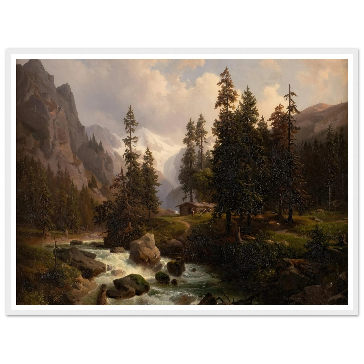 Dale in the High Alps at Gastein (1850) Art Print | August Behrendsen - Framed Poster - 30x40 cm / 12x16″ - Black frame