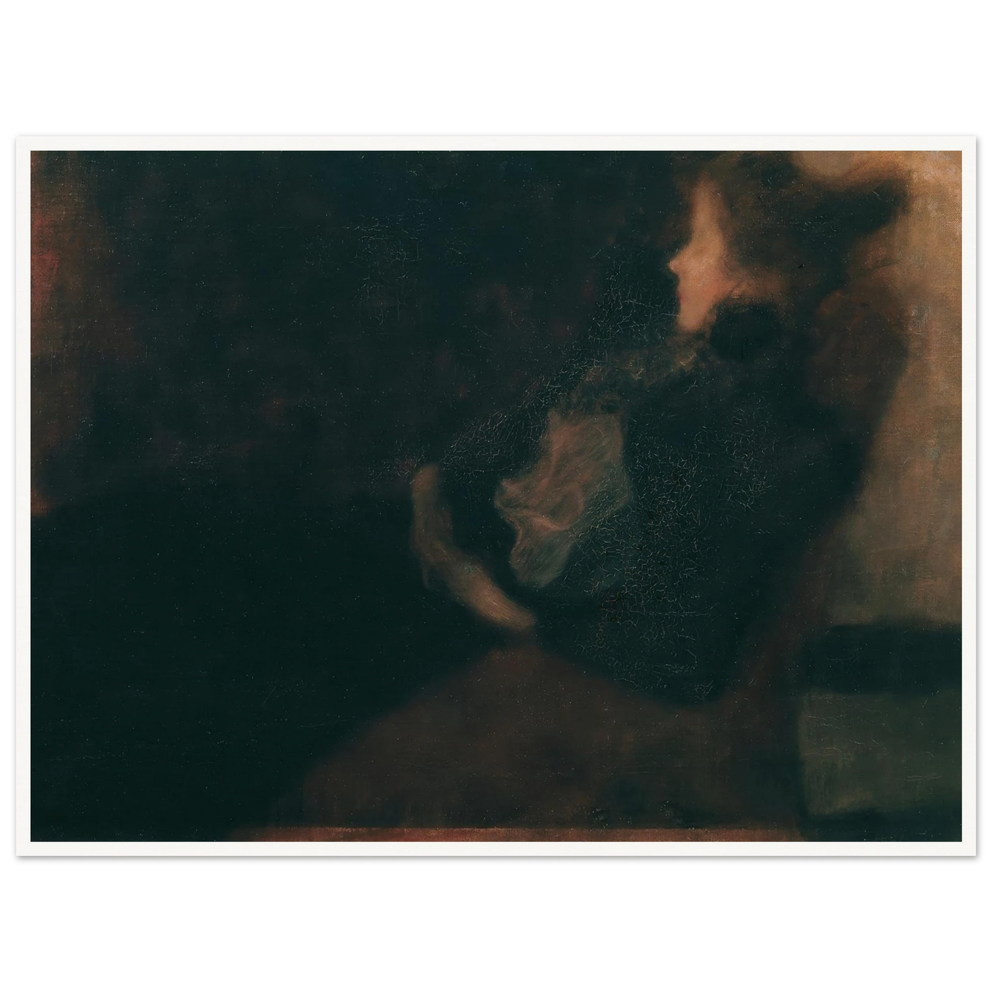 Dame am Kamin (1897-1898) Art Print | Gustav Klimt - Framed Poster - 30x40 cm / 12x16″ - Black frame