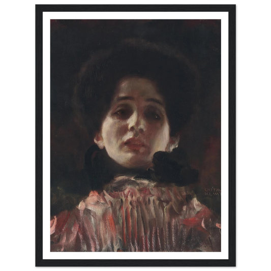 Dame en face mit plisiertem Kleid (circa 1898) Art Print | Gustav Klimt - Framed Poster - 30x40 cm / 12x16″ - Black frame