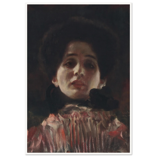 Dame en face mit plisiertem Kleid (circa 1898) Art Print | Gustav Klimt - Framed Poster - 30x40 cm / 12x16″ - Black frame