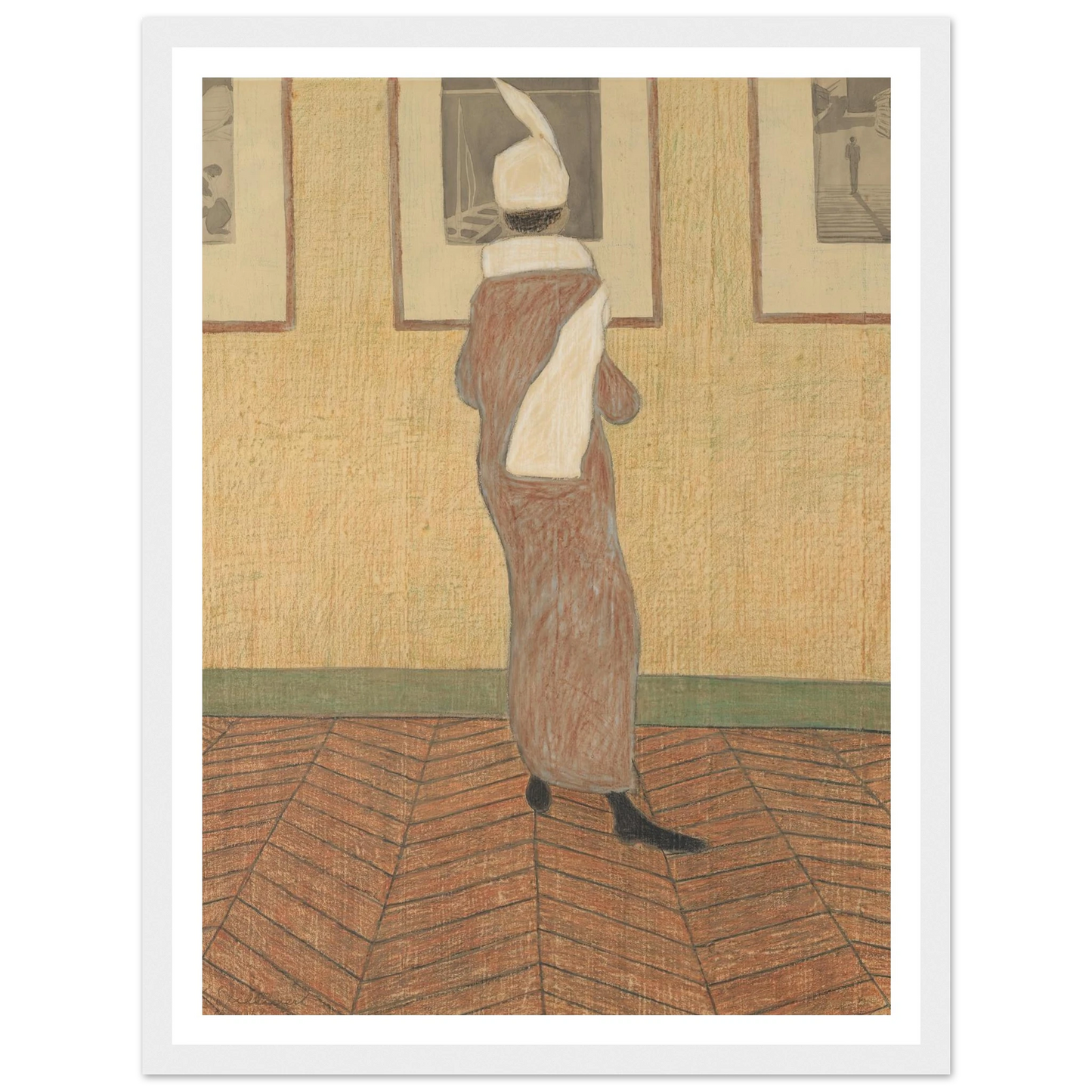 Dame in expositie (1912) Art Print | Leon Spilliaert - Framed Poster - 30x40 cm / 12x16″ - Black frame