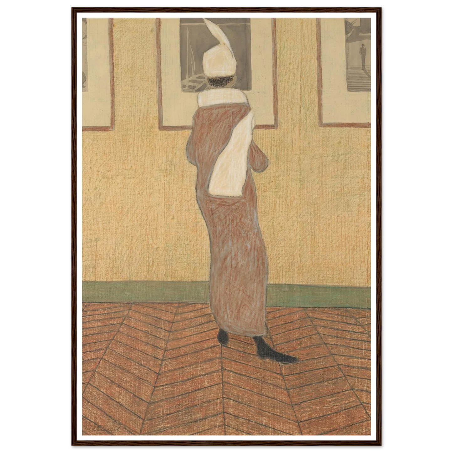 Dame in expositie (1912) Art Print | Leon Spilliaert - Framed Poster - 30x40 cm / 12x16″ - Black frame