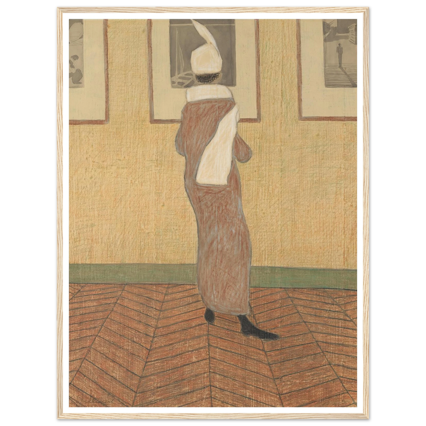 Dame in expositie (1912) Art Print | Leon Spilliaert - Framed Poster - 30x40 cm / 12x16″ - Black frame