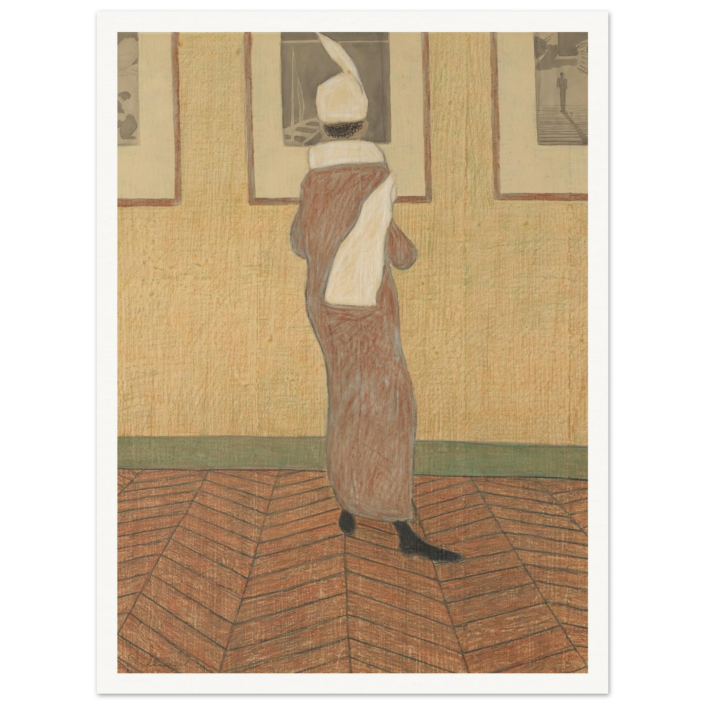 Dame in expositie (1912) Art Print | Leon Spilliaert - Framed Poster - 30x40 cm / 12x16″ - Black frame