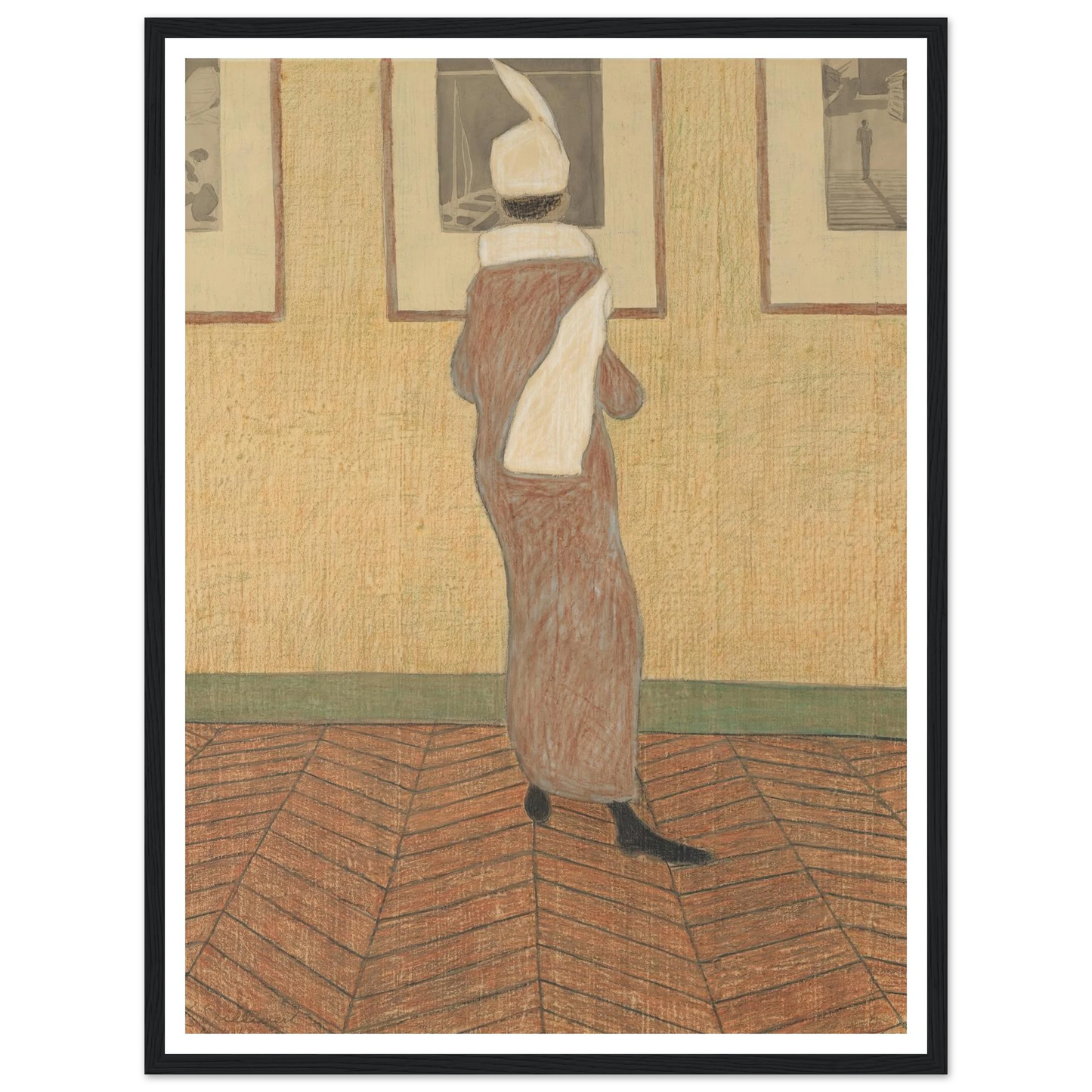 Dame in expositie (1912) Art Print | Leon Spilliaert - Framed Poster - 30x40 cm / 12x16″ - Black frame
