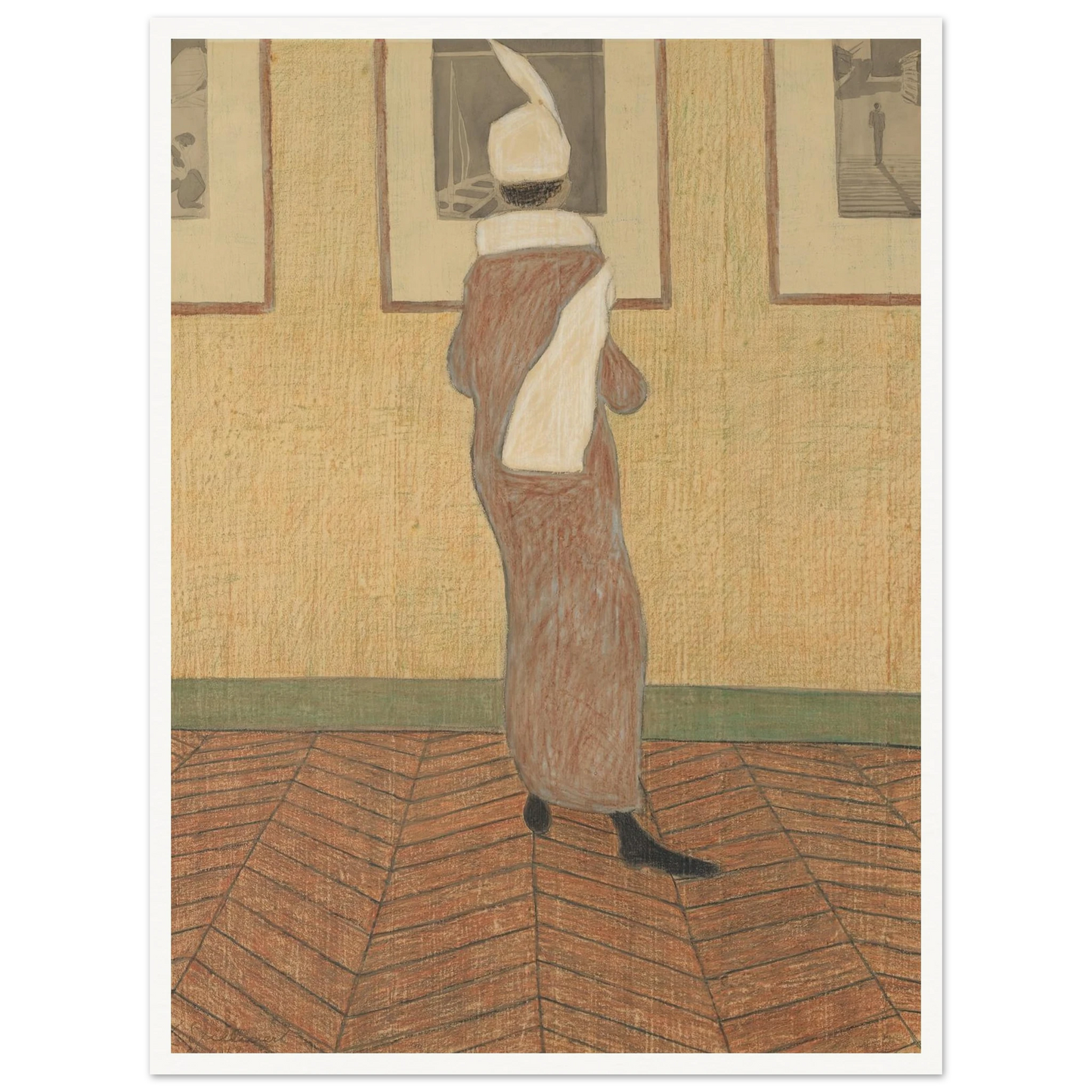 Dame in expositie (1912) Art Print | Leon Spilliaert - Framed Poster - 30x40 cm / 12x16″ - Black frame