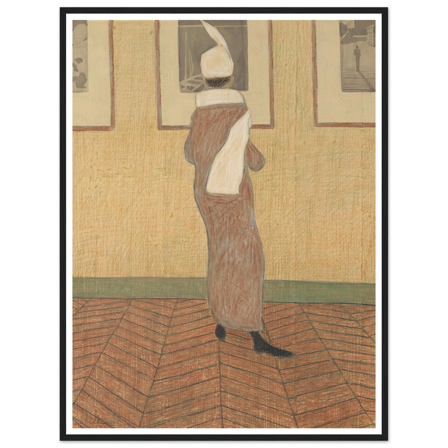 Dame in expositie (1912) Art Print | Leon Spilliaert - Framed Poster - 30x40 cm / 12x16″ - Black frame