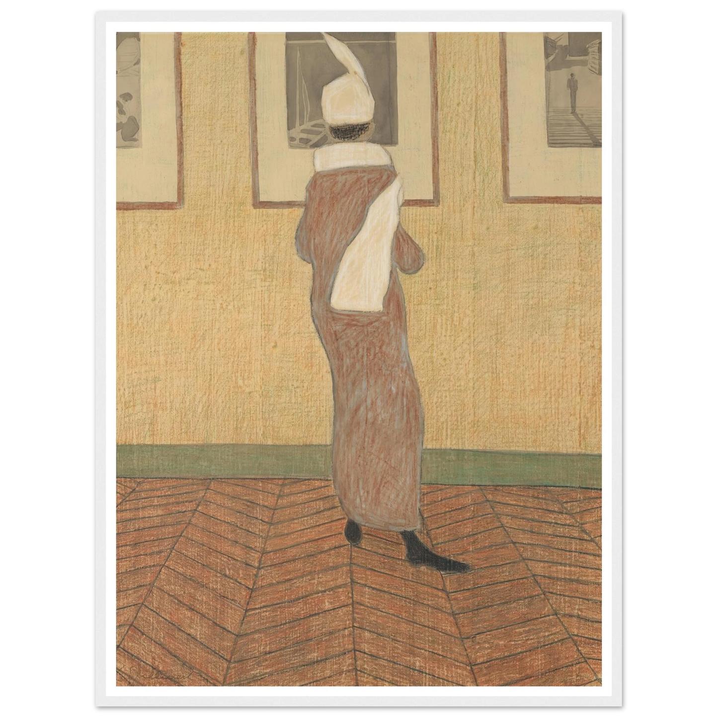 Dame in expositie (1912) Art Print | Leon Spilliaert - Framed Poster - 30x40 cm / 12x16″ - Black frame
