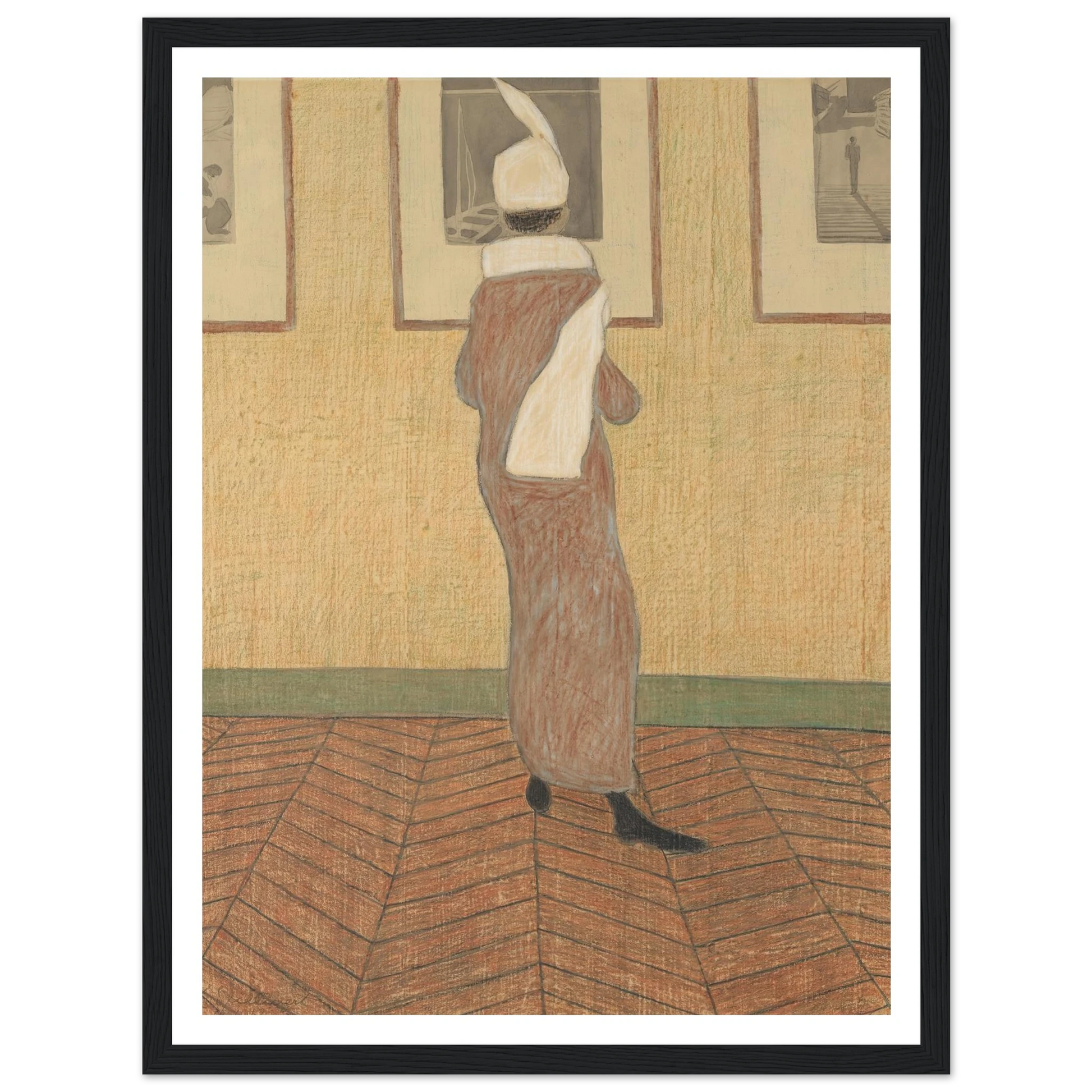 Dame in expositie (1912) Art Print | Leon Spilliaert - Framed Poster - 30x40 cm / 12x16″ - Black frame
