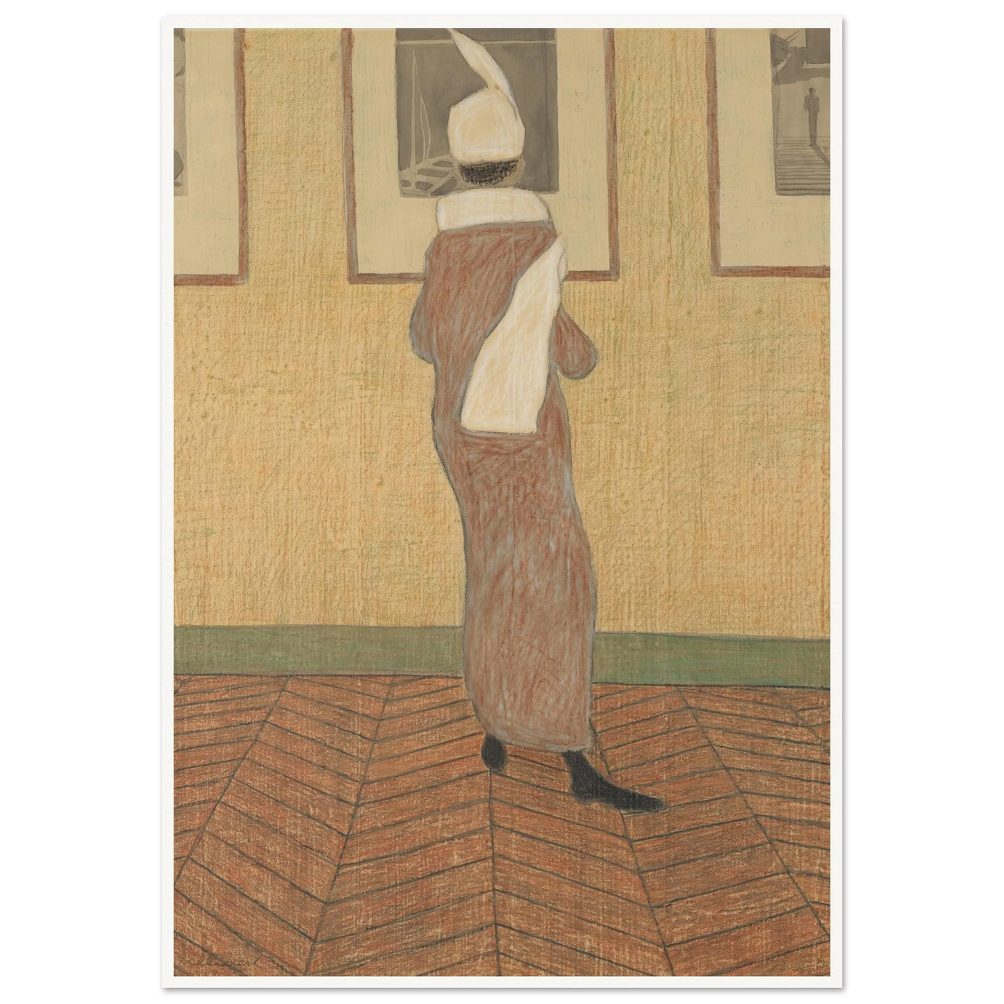 Dame in expositie (1912) Art Print | Leon Spilliaert - Framed Poster - 30x40 cm / 12x16″ - Black frame