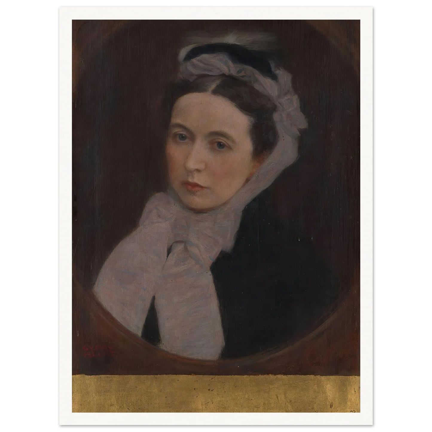 Dame mit lila Schal (ca 1895) Art Print | Gustav Klimt - Framed Poster - 30x40 cm / 12x16″ - Black frame