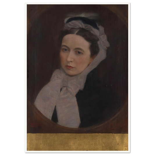 Dame mit lila Schal (ca 1895) Art Print | Gustav Klimt - Framed Poster - 30x40 cm / 12x16″ - Black frame