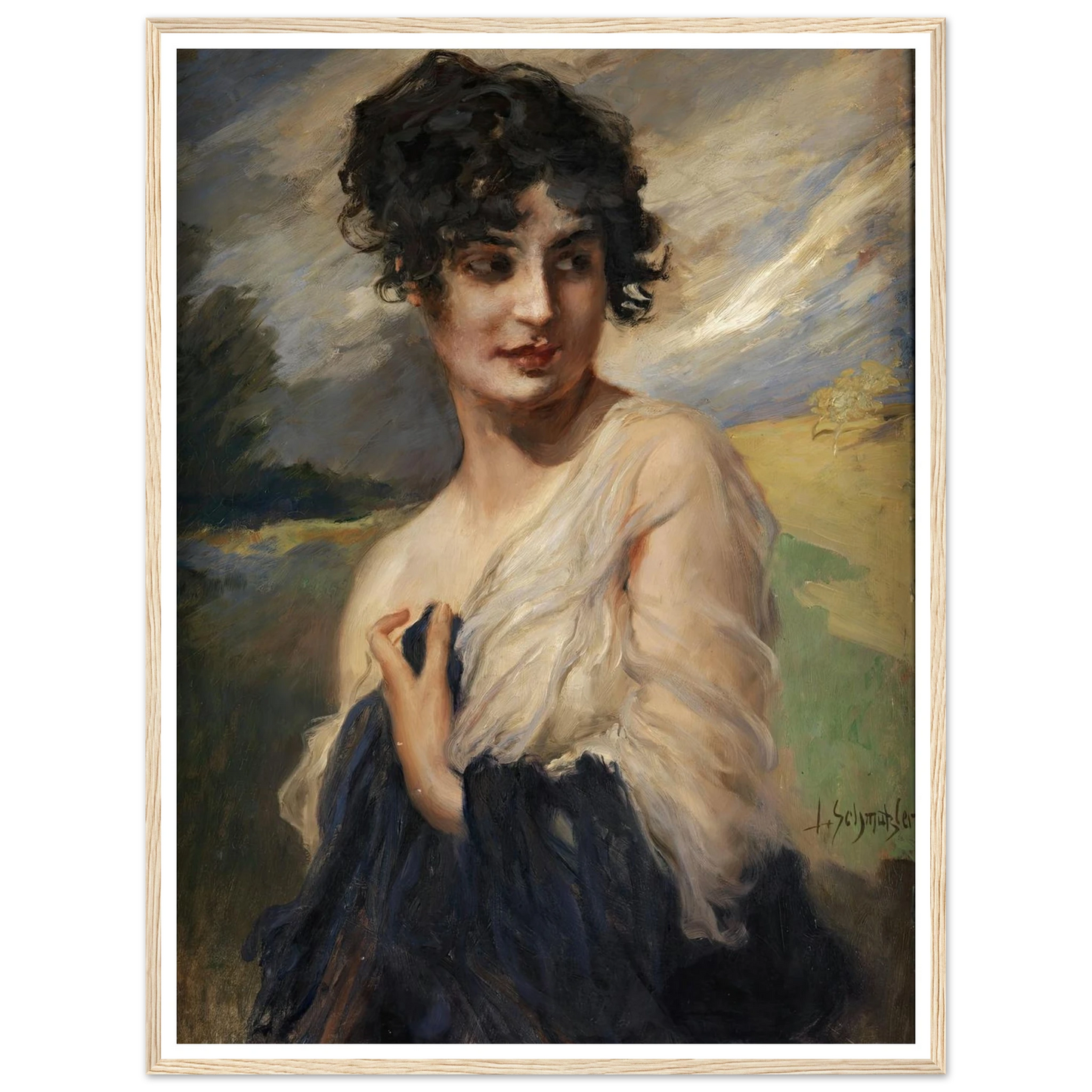 Damenbildnis Art Print | Leopold Schmutzler - Framed Poster - 30x40 cm / 12x16″ - Black frame