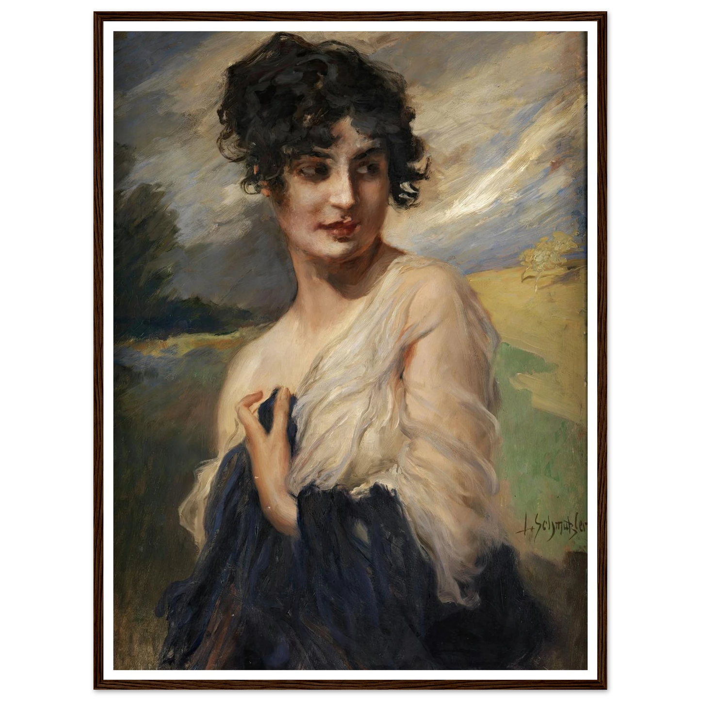 Damenbildnis Art Print | Leopold Schmutzler - Framed Poster - 30x40 cm / 12x16″ - Black frame