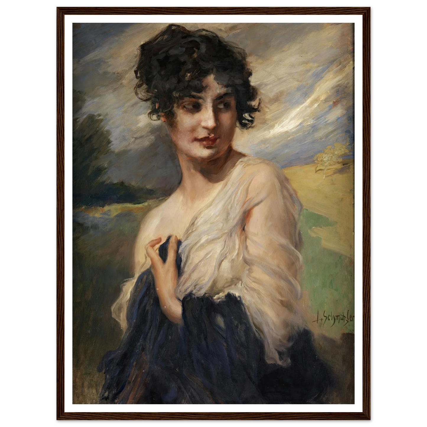 Damenbildnis Art Print | Leopold Schmutzler - Framed Poster - 30x40 cm / 12x16″ - Black frame