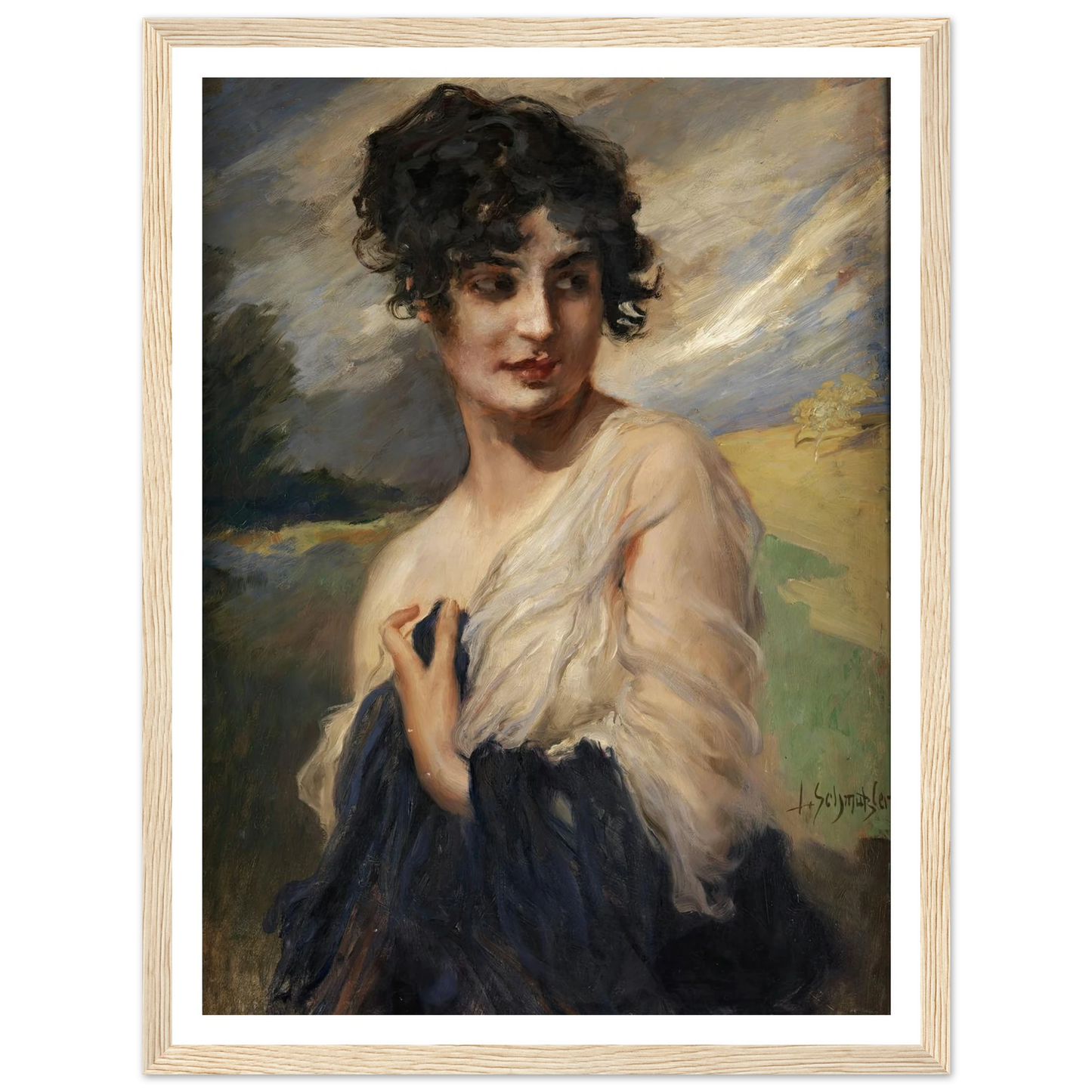 Damenbildnis Art Print | Leopold Schmutzler - Framed Poster - 30x40 cm / 12x16″ - Black frame