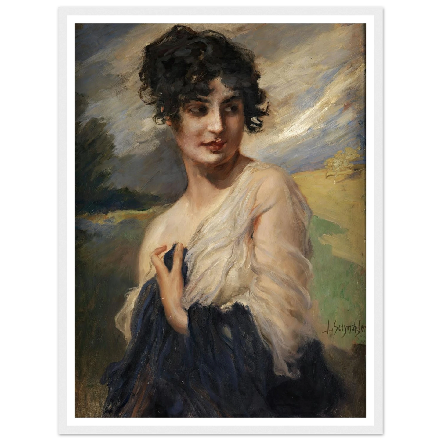 Damenbildnis Art Print | Leopold Schmutzler - Framed Poster - 30x40 cm / 12x16″ - Black frame