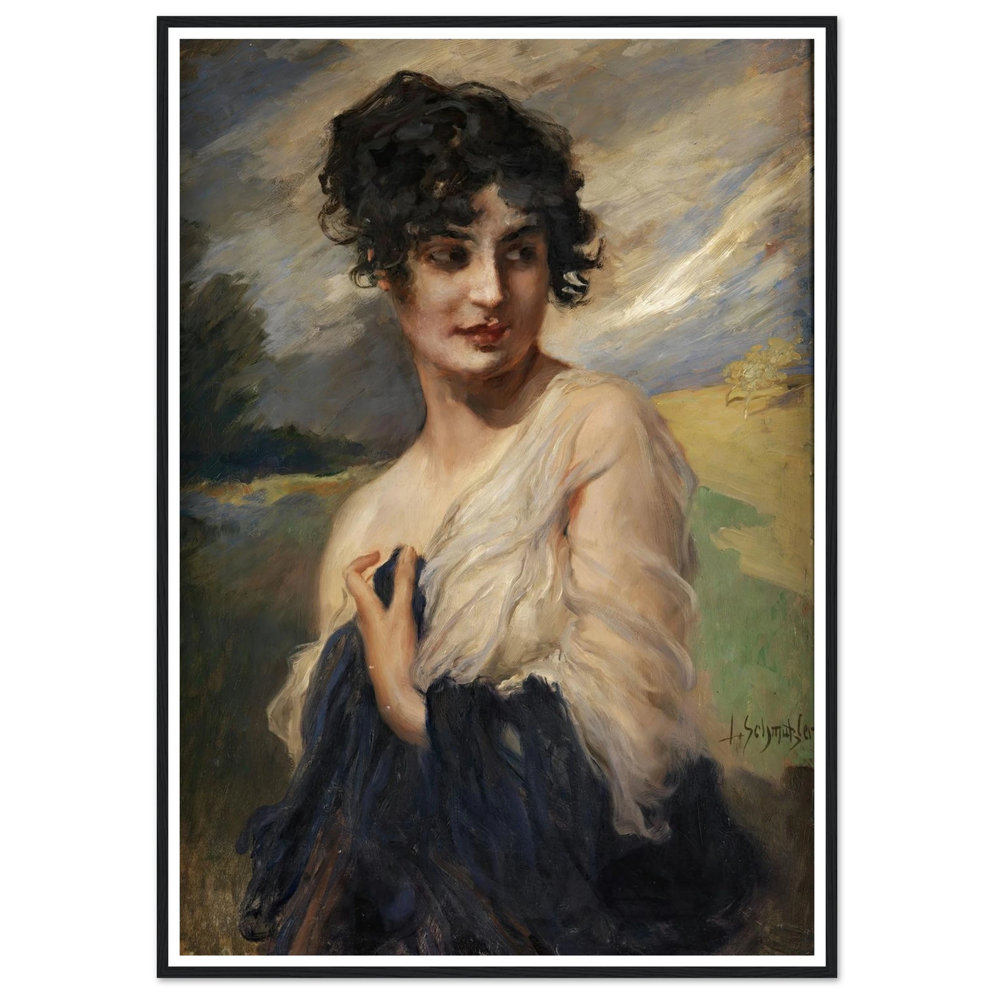 Damenbildnis Art Print | Leopold Schmutzler - Framed Poster - 30x40 cm / 12x16″ - Black frame